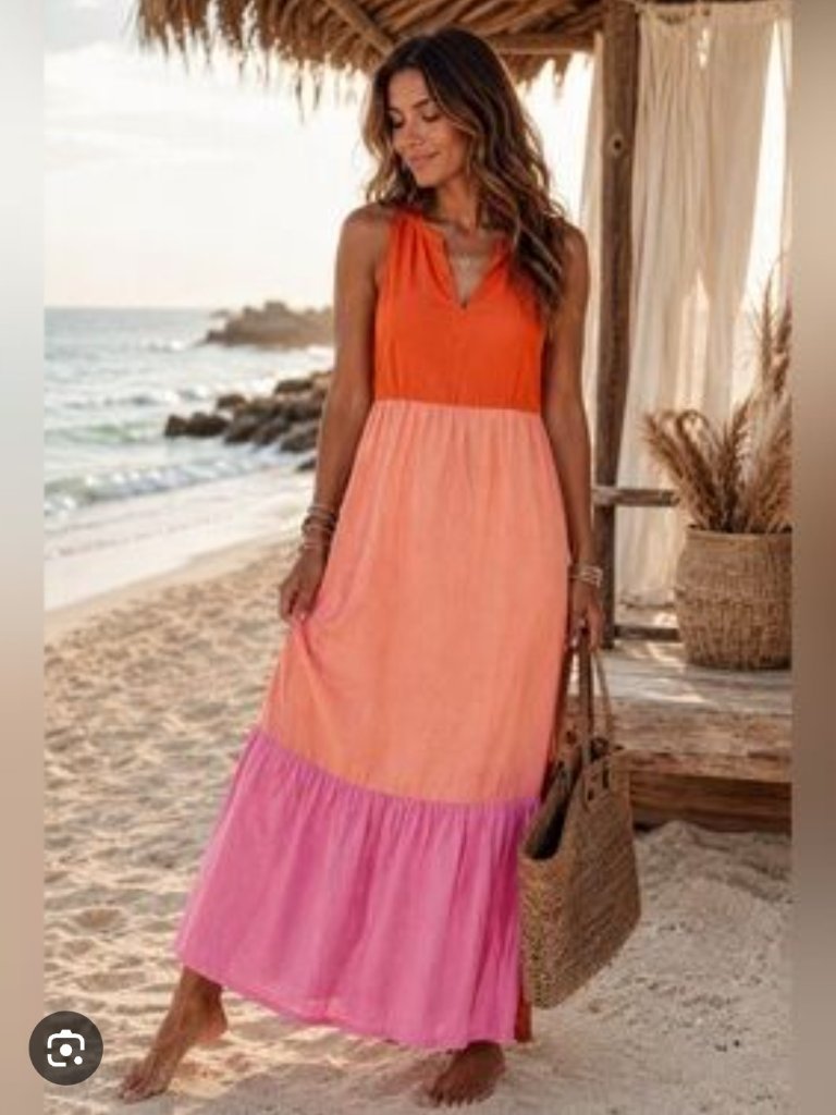 J. Jill Colorblock Maxi Dress In Fun, Summer Colors. Dress Or Swimsuit Coverup!